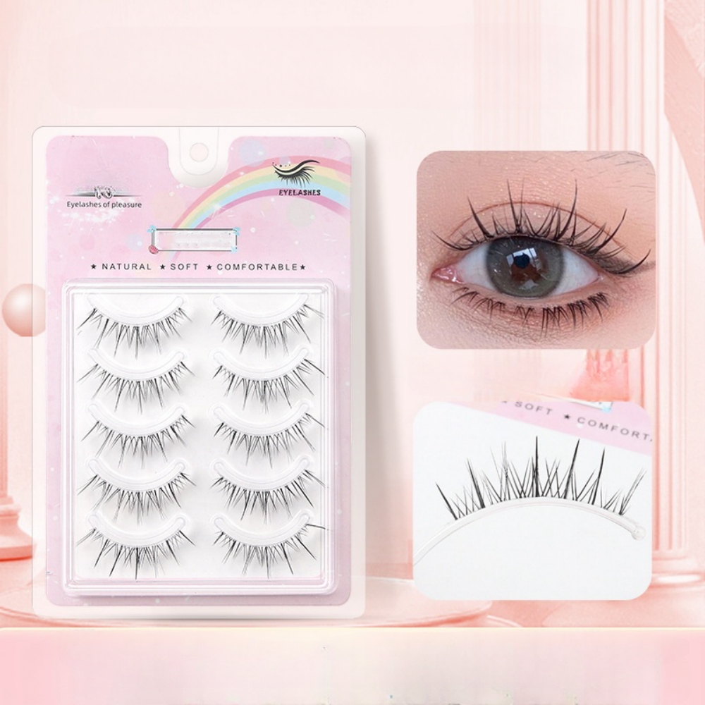 Beauty Full Makeup - 5 Pairs Transparent Stem Wavy False