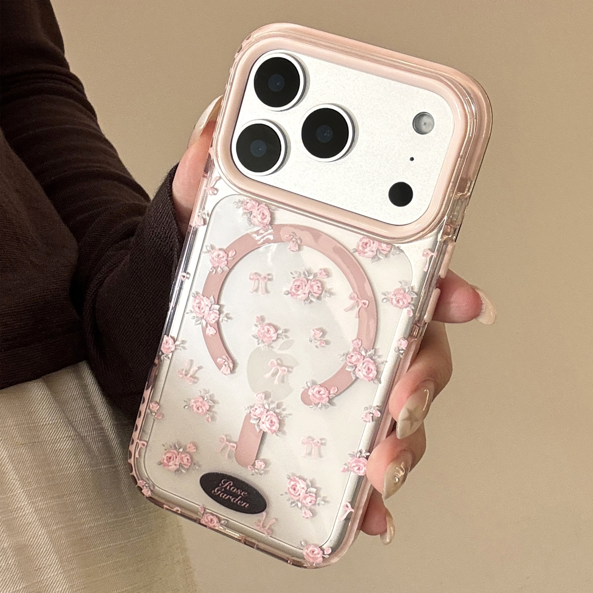 Beauty Makeup Case - Gentle Beautiful Pink Rose Flowers Transparent