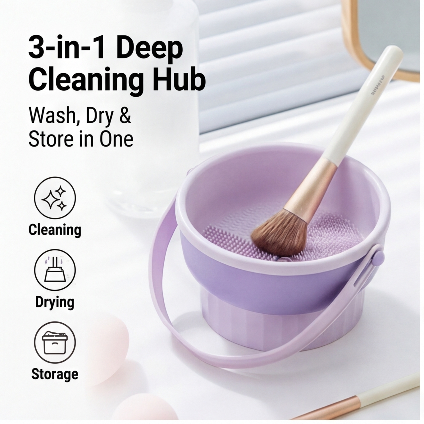 Blush Brush Kabuki - Silicone Makeup Brush Cleaning Bowl, Beauty