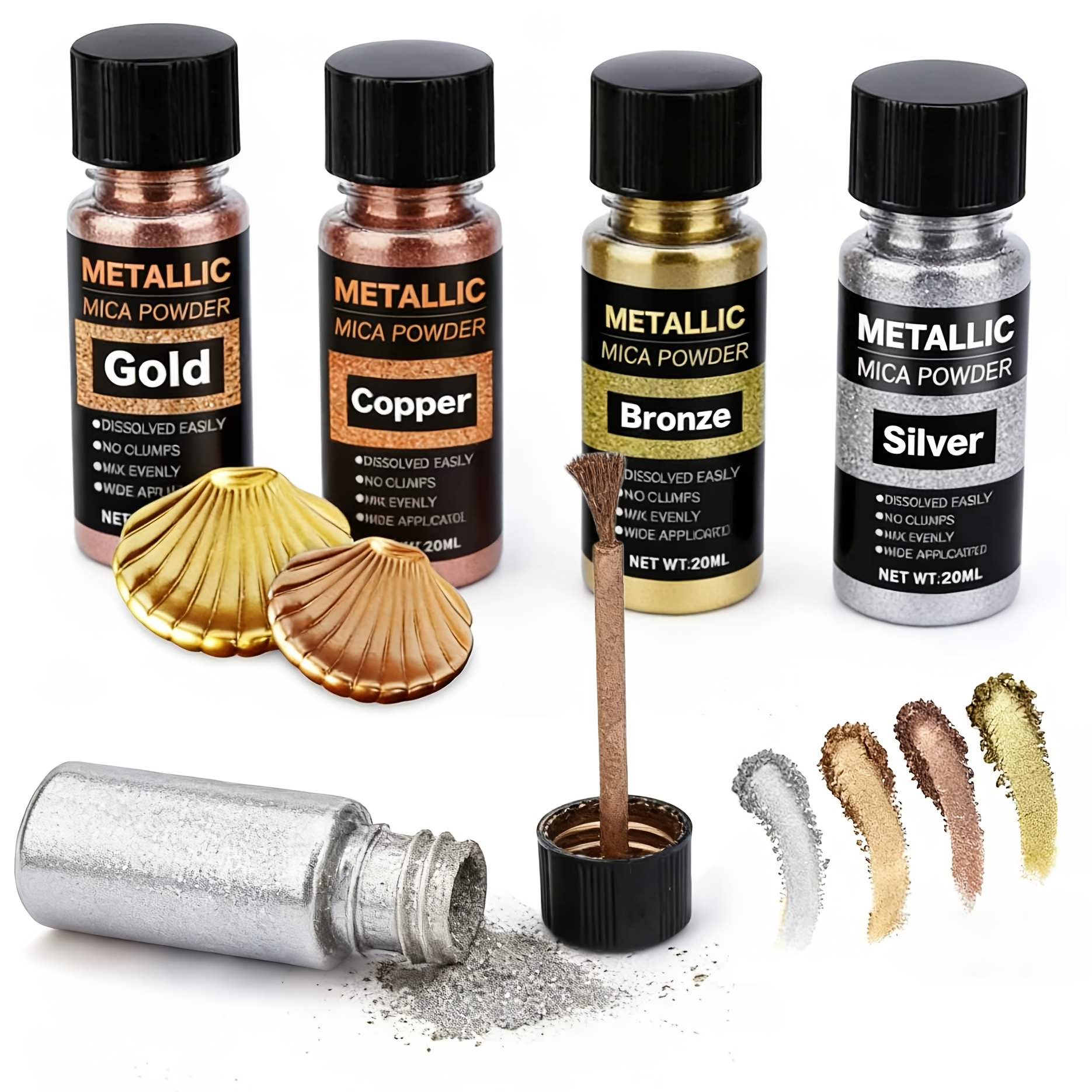 Blush Brush Kabuki - Metallic Mica Powder, Brushed Bottle of