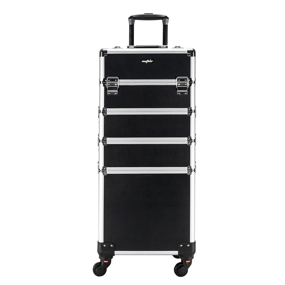 Beauty Makeup Case - Aluminum 4-in-1 Rolling Makeup Train Case,