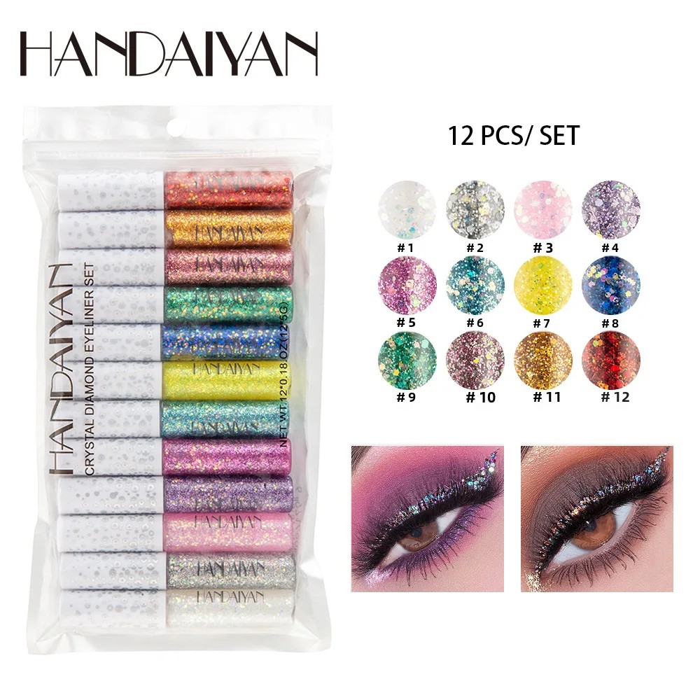 12pcs Glitter Eyeliner Set Lon - Eyeshadow Glitter Pigment ulasan dan harga