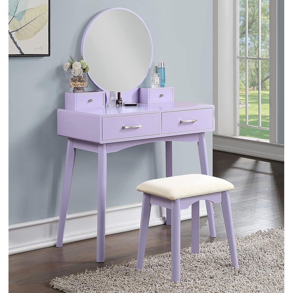 Large Round Mirror Vanity Set  - Beauty Makeup Vanity ulasan dan harga
