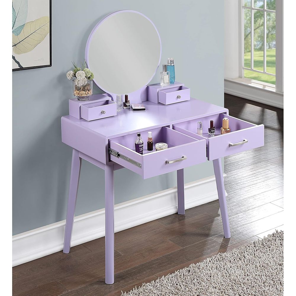 Large Round Mirror Vanity Set  - Beauty Makeup Vanity ulasan dan harga