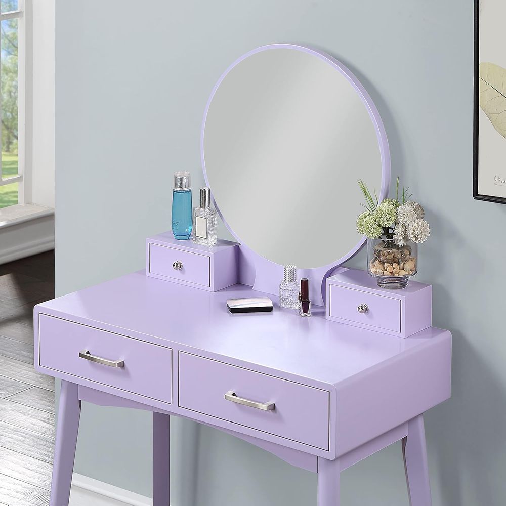 Large Round Mirror Vanity Set  - Beauty Makeup Vanity ulasan dan harga