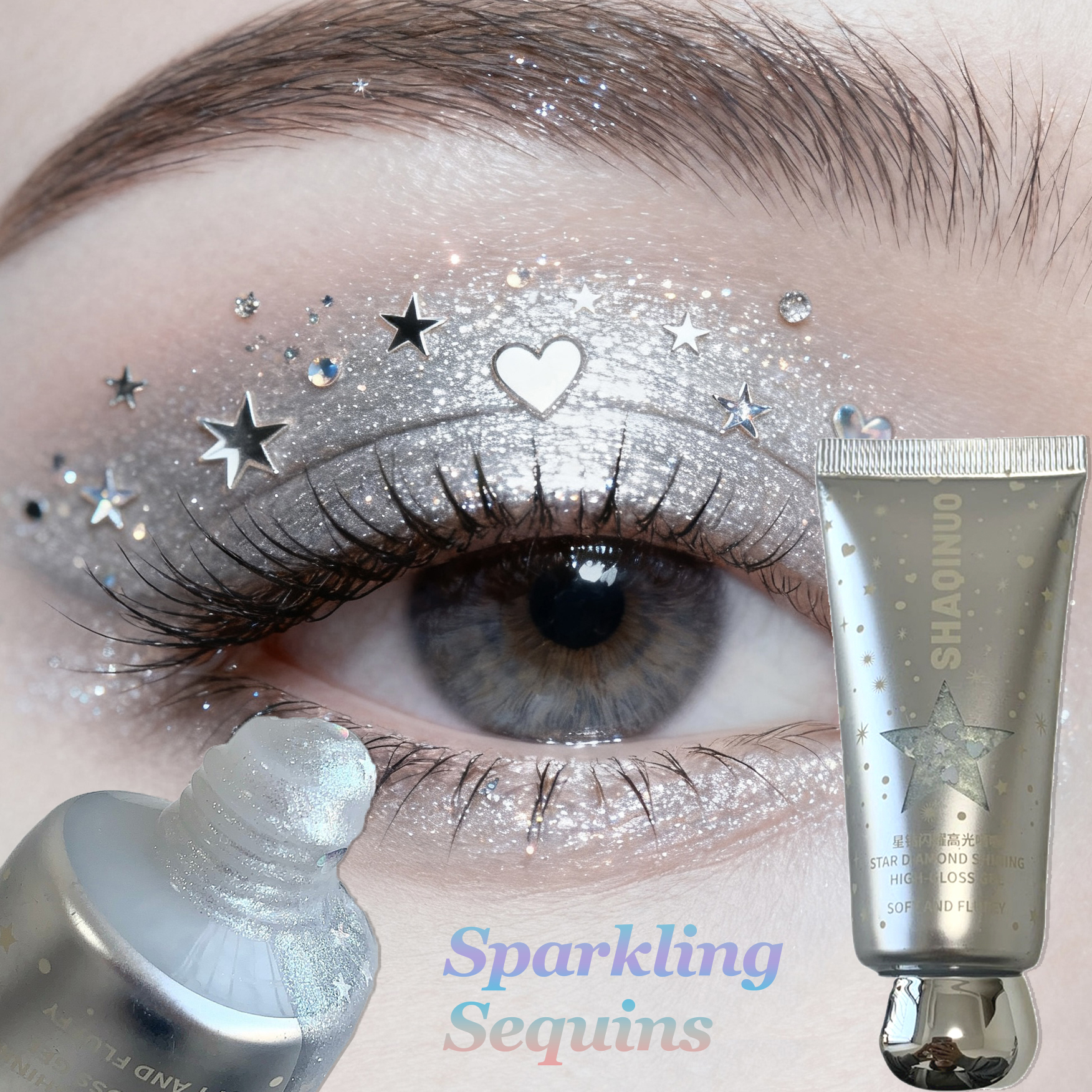 Star Heart Sequins Glitter Gel - Eyeshadow Glitter Pigment ulasan dan harga
