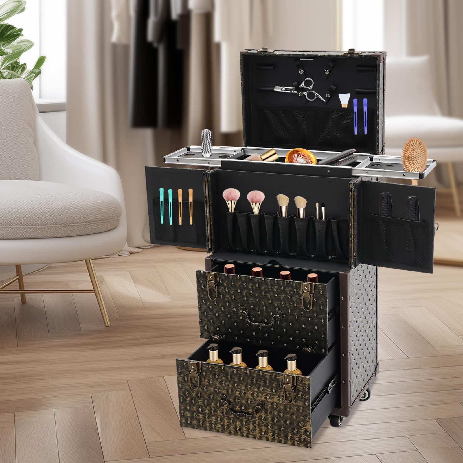 Rolling Lockable Makeup Train  - Beauty Makeup Case ulasan dan harga