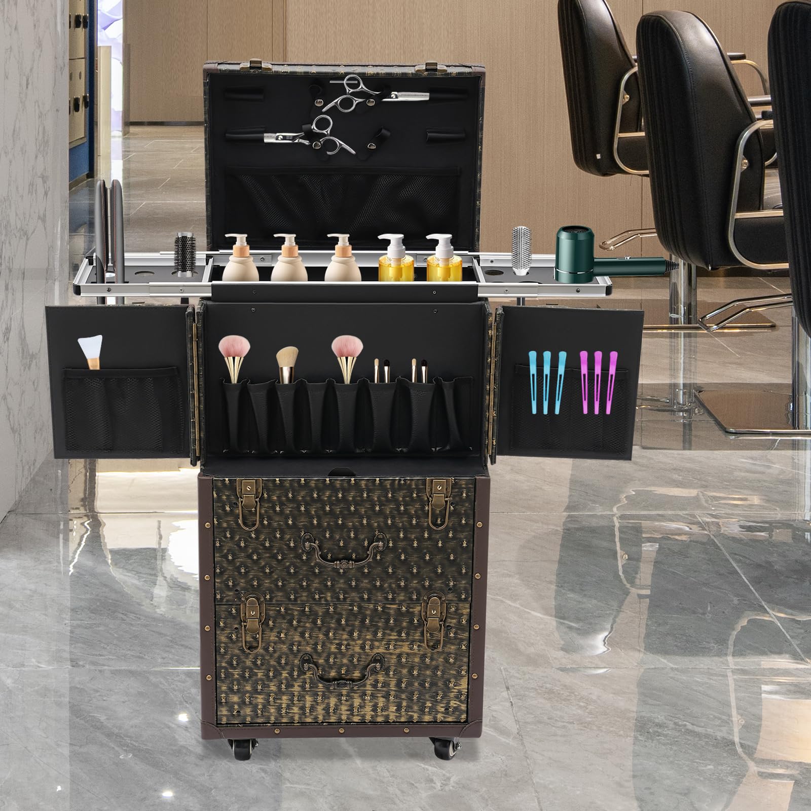 Rolling Lockable Makeup Train  - Beauty Makeup Case ulasan dan harga