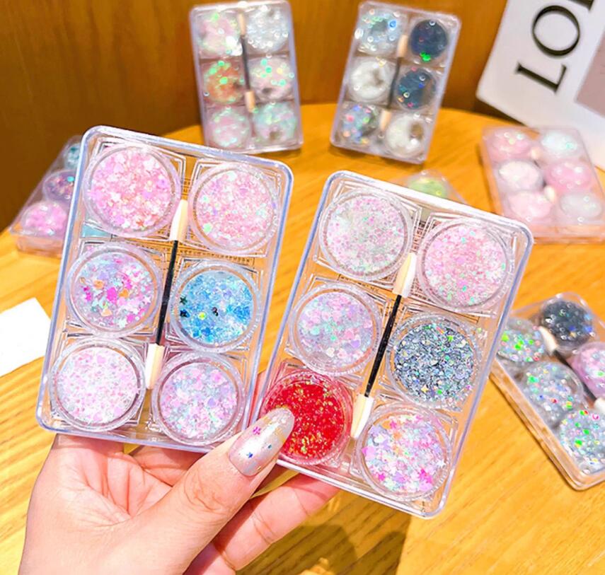 6 boxes Mermaid Sequins Glitte - Eyeshadow Glitter Pigment ulasan dan harga