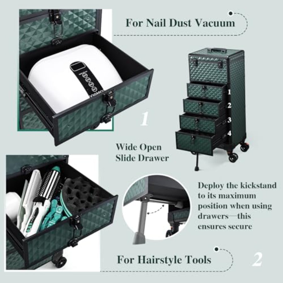 Nail Salon Cart with 4 Drawers - Beauty Makeup Case ulasan dan harga