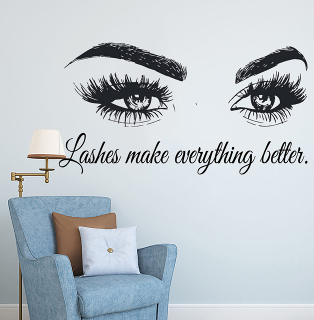 Eyelashes Vinyl Wall Decal Bea - Beauty Makeup Quotes ulasan dan harga