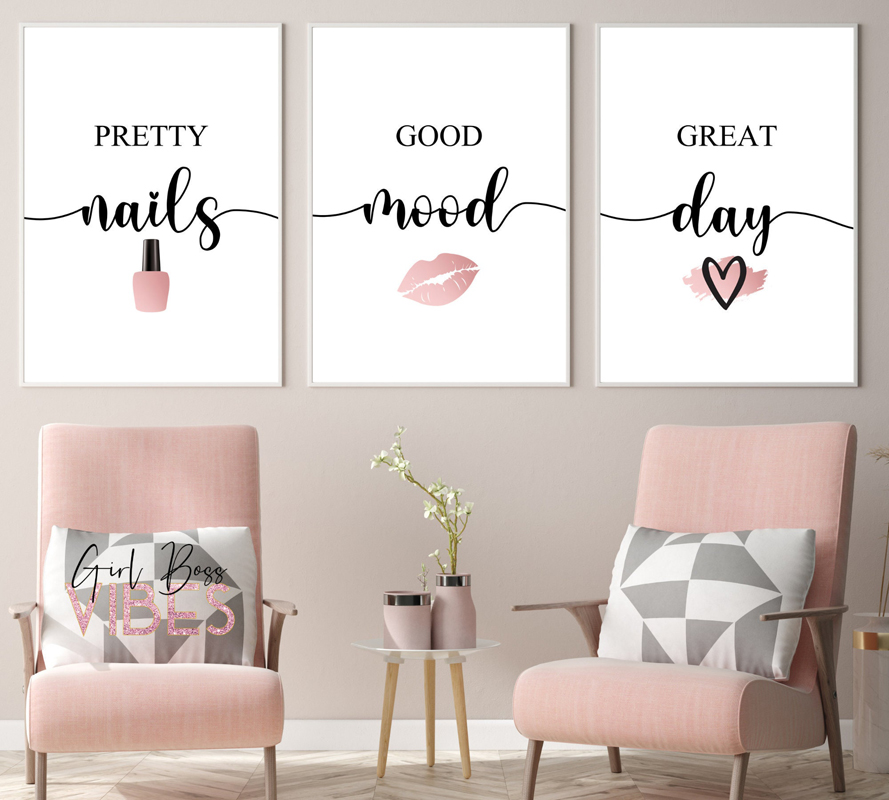 Nordic Pink Woman Red Lip Nail - Beauty Makeup Quotes ulasan dan harga