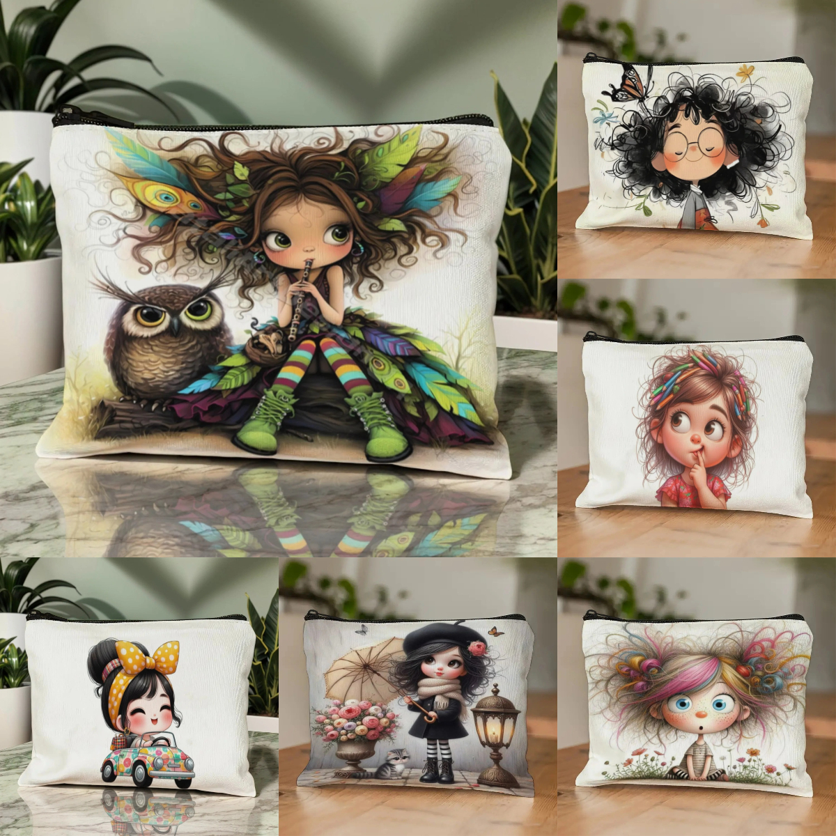Cartoon Girl Makeup Bag Zipper - Beauty Makeup Vanity ulasan dan harga
