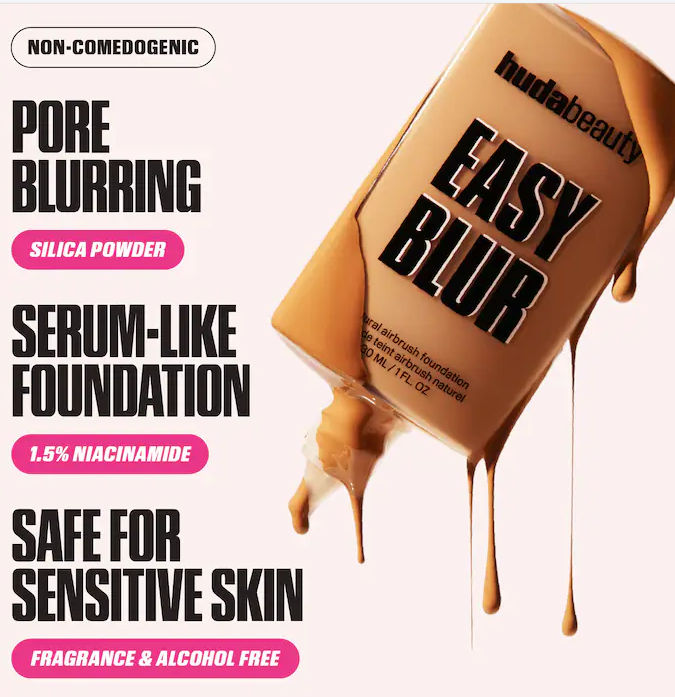 Huda Beauty Easy Blur Liquid F - Huda Beauty Makeup Set ulasan dan harga