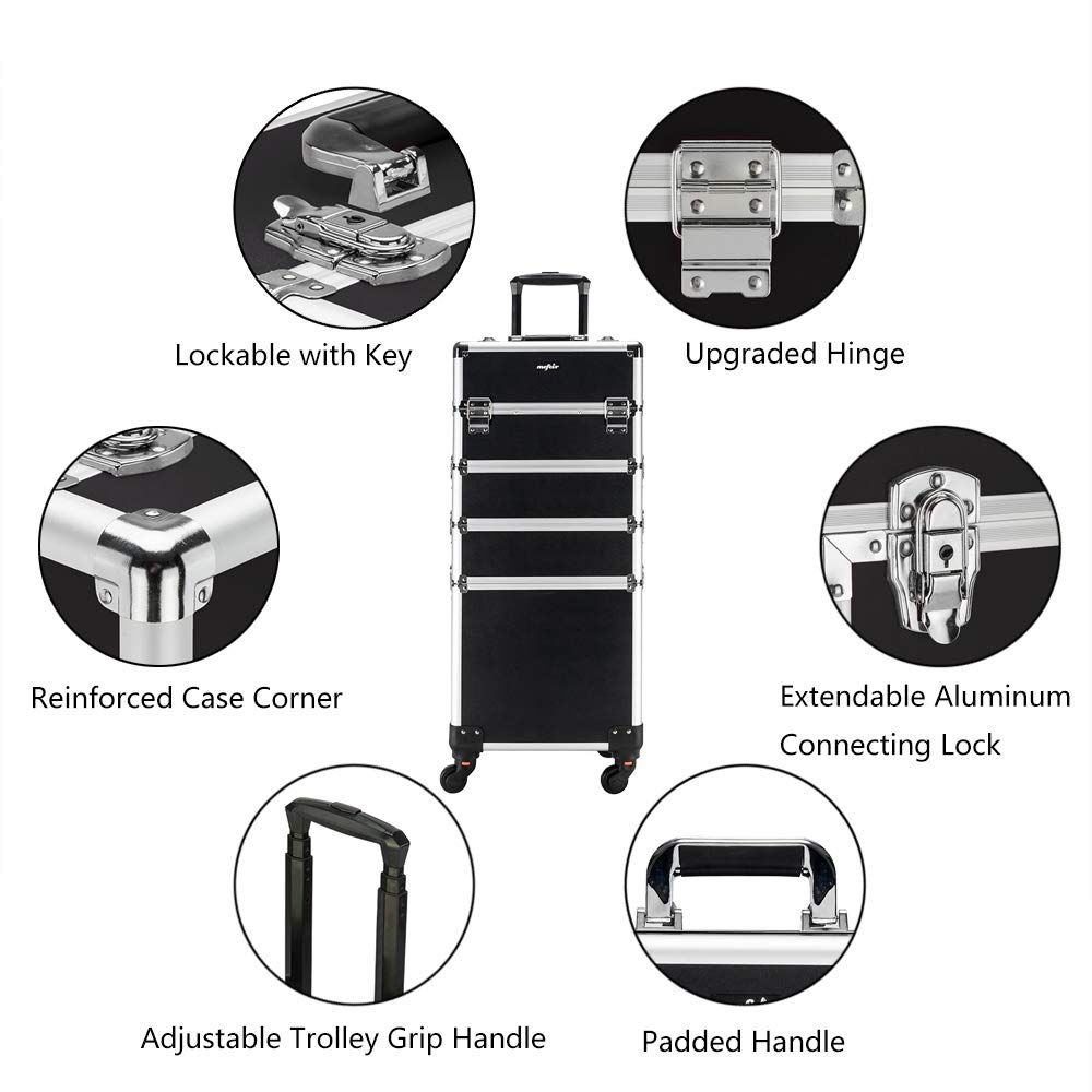 Aluminum 4-in-1 Rolling Makeup - Beauty Makeup Case ulasan dan harga