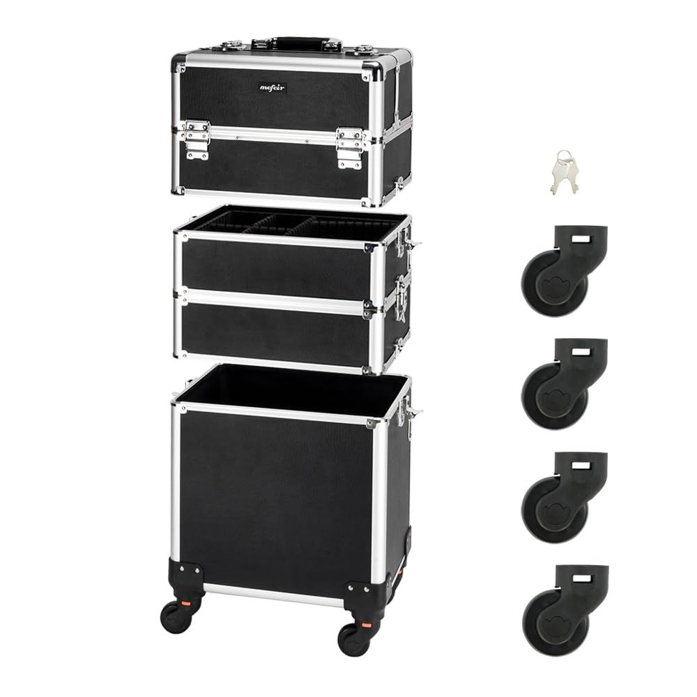 Aluminum 4-in-1 Rolling Makeup - Beauty Makeup Case ulasan dan harga