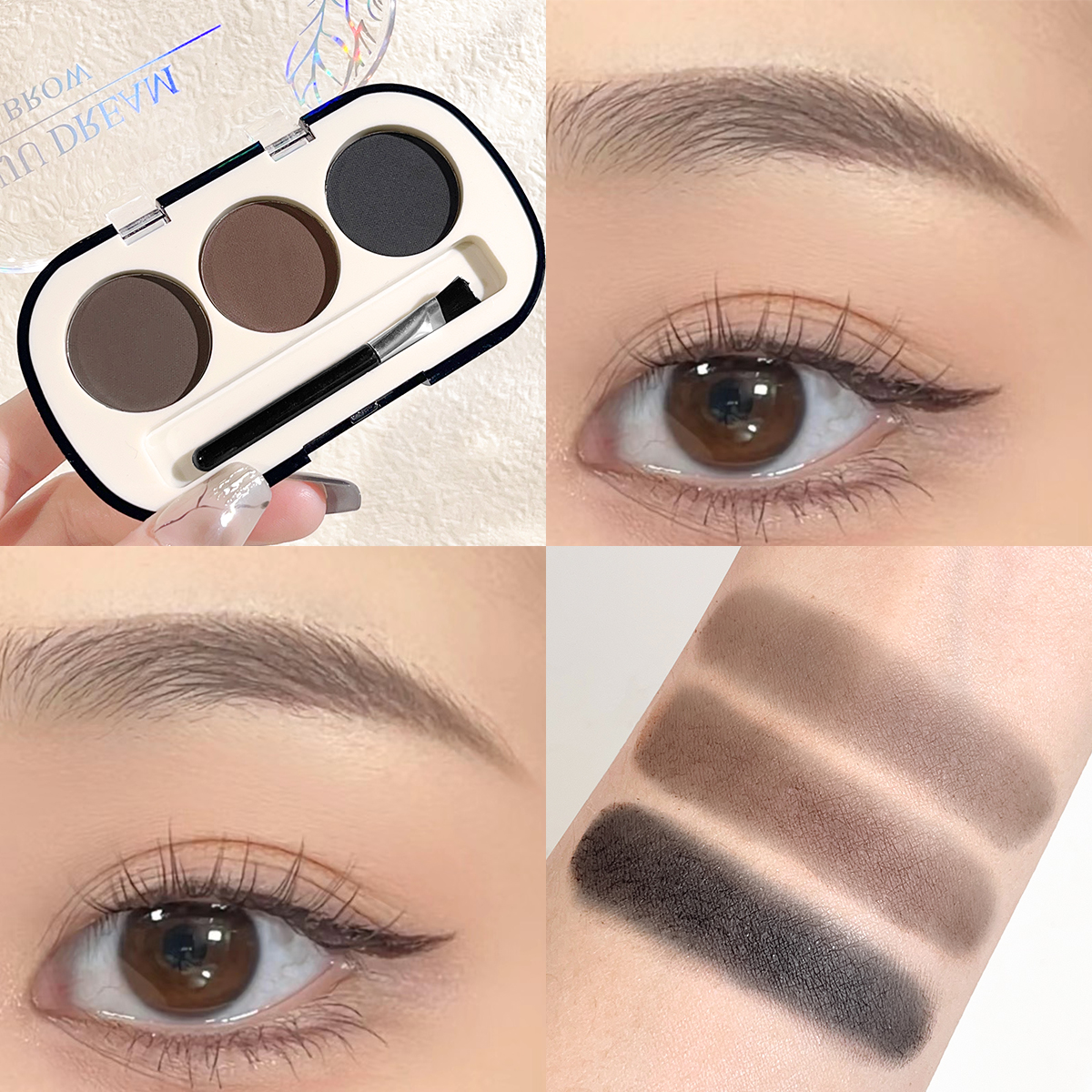 3-color Eyebrow Powder Palette - Eyebrow Pomade Pencil ulasan dan harga